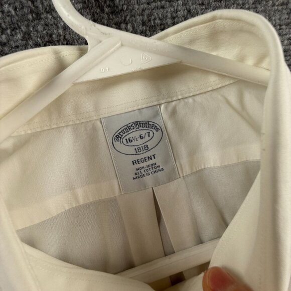 Brooks Brothers Non-Iron Regent White Cotton 16.5 36/37 Long Sleeve Button Up - Picture 8 of 16